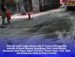 Oleng Truk Tangki PT Serelaya Merangin dua Terbakar
